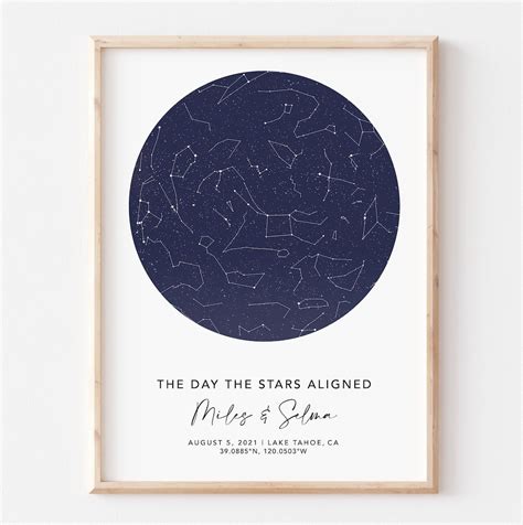Birth Star Map By Date Personalized Star Map Night Sky Print Couples