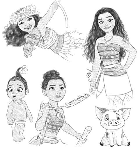 Moana sketch digital embroidery machine design file 4x4 5x7 | etsy. Some Moana sketches, just playing around with this pencil ...