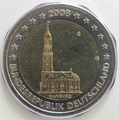 Germany 2 Euro Coin 2008 Hamburg St Michaelis Church G