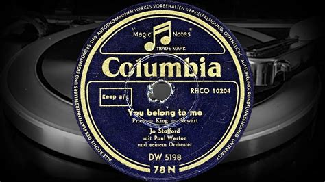 You Belong To Me Jo Stafford Mit Paul Weston Und Seinem Orchester
