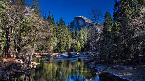 Yosemite National Park California Usa River Trees Mountains