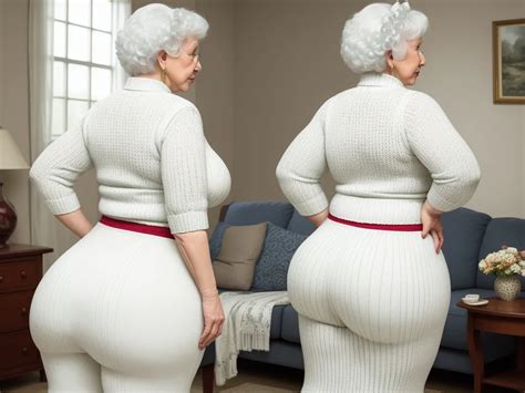 Ai Res White Granny Big Hips Wide Hips Knitting Big