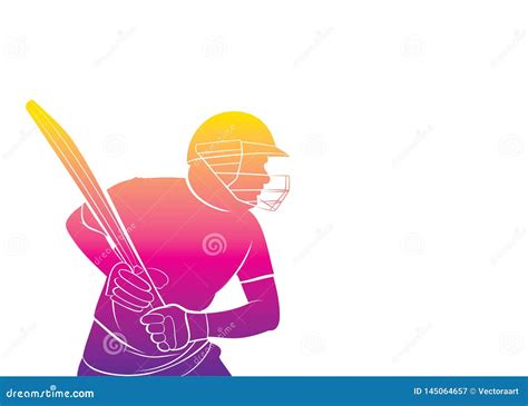 Cricket Player Ready For Hitting Big Shot Stock Vector Illustration