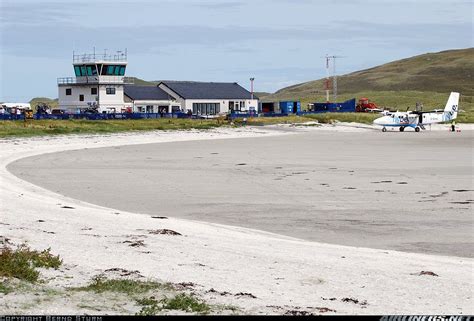 Barra Airport Located In The Outer Hebrides Islands Of Scotland Is