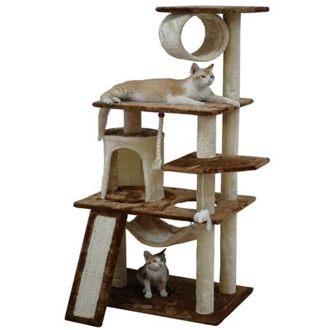Go Pet Club 53 In Cat Tree And Condo Scratching Post Tower Beige And Brown