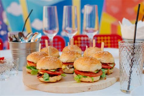 Mini Burgers For A Party Stock Photo Image Of Food 105783134