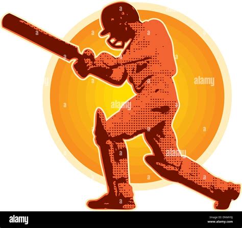 Graphic Design Illustration Of A Cricket Player Batsman Batting Done In