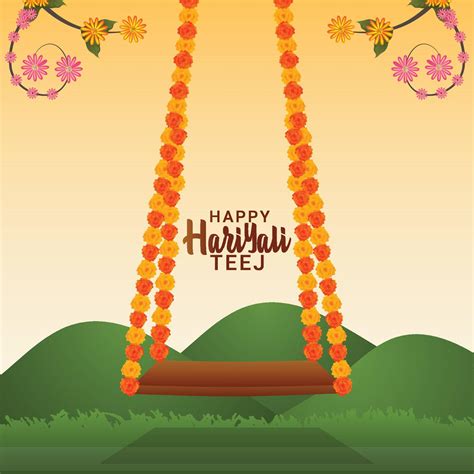 Creative Vector Illustration Of Hariyali Teej 7303693 Vector Art At