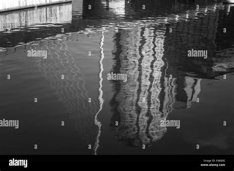 Black And White Photograph Building Reflections On Water Manchester