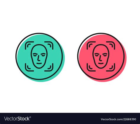 Face Detection Line Icon Head Recognition Sign Vector Image