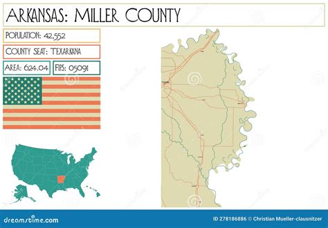Map Of Miller County In Arkansas Usa Stock Vector Illustration Of