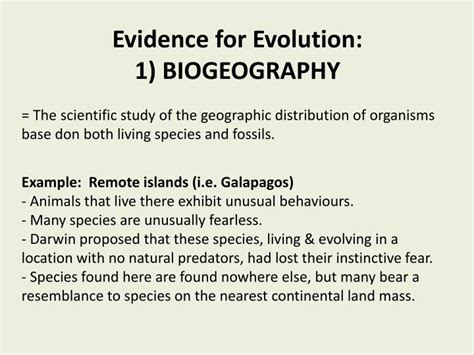 Ppt Evidence For Evolution 1 Biogeography Powerpoint Presentation