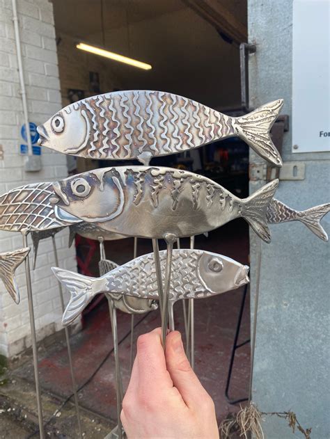 Stainless Steel Fish Sculpture Pickled Etsy