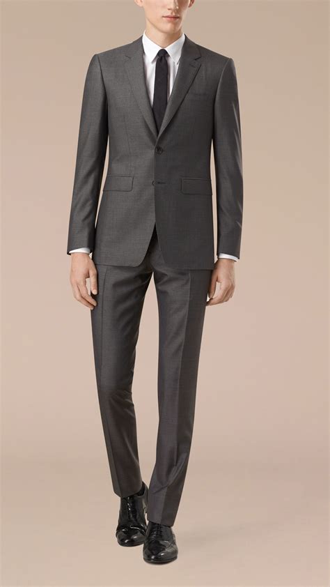 lyst burberry slim fit wool silk half canvas suit in gray for men