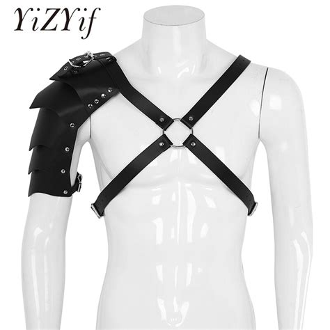 Men Body Chest Harness Belt Steampunk Faux Leather X Shaped Design