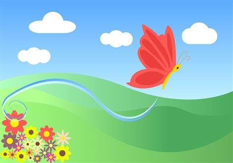 Cartoon Butterfly Landscape Vector Download Free Vector Art Stock