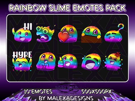 Rainbow Slime Emotes Pack Rainbow Colors Slime Emotes Pride Etsy