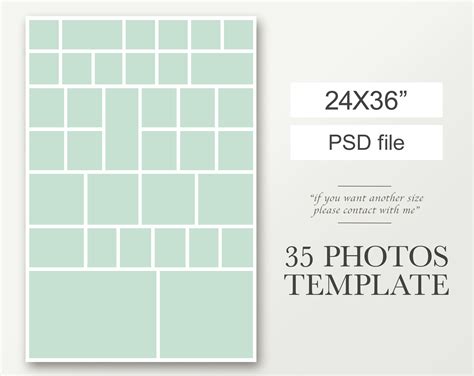 24x36 Photo Template For 35 Pictures Photo Collage Template Etsy