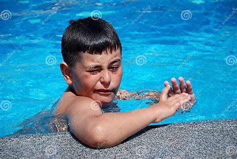 Happy Boy Swimming In The Pool Stock Image Image Of Happy Smile