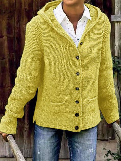 Hooded Knitted Cardigan Sweater Sweater Coat For Women Zolucky