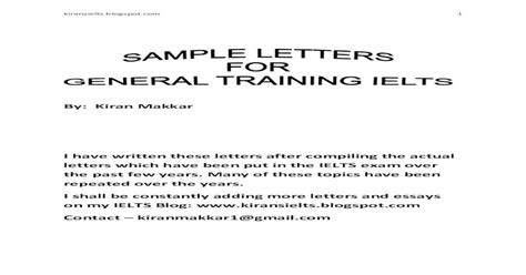 Ielts Sample Letter Pdf Document