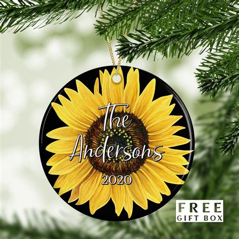 Sunflower Christmas Ornaments Holiday Ornaments Etsy