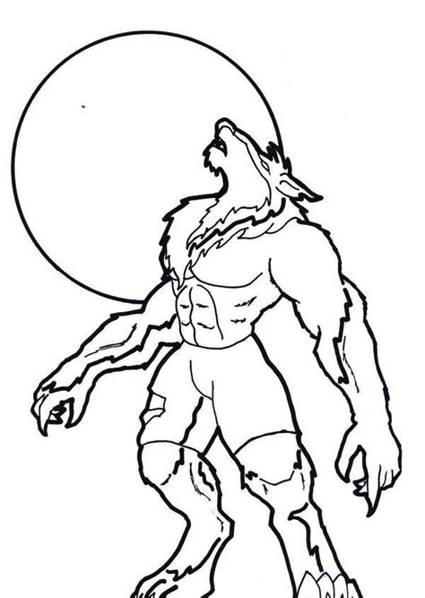 Scary Sound Of Howling Werewolf Coloring Page Coloring Sun In 2020