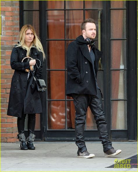 celeb diary aaron paul and his wife lauren parsekian outside of their hotel in new york