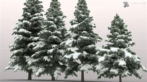 High Poly Snowy Pine Trees 3d Model From Youtube