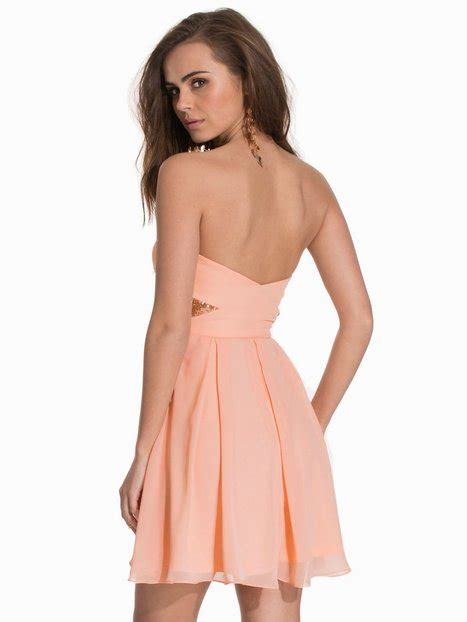 Sparkle Flare Dress Nly One Peach Party Dresses Clothing