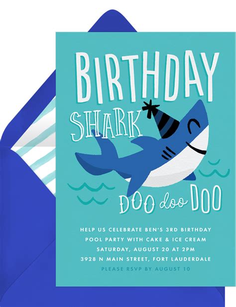 Birthday Shark Invitations