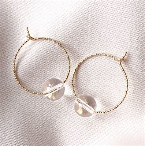 anita sparkle gold fill hoops with quartz by alison fern jewellery
