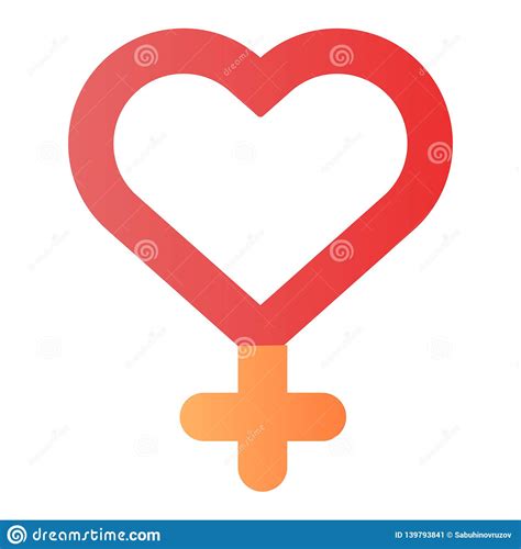 Female Gender Flat Icon Heart Shaped Woman Gender Sign Color Icons In