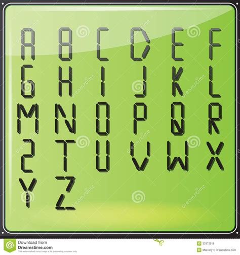 Alphabet Lcd Digital Stock Abbildung Illustration Von Ssigkeit 33372916