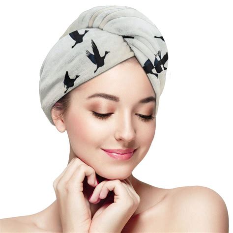 Amazon Com Microfiber Hair Towel Wraps For Women Geese Flying Hair Drying Caps Soft Super