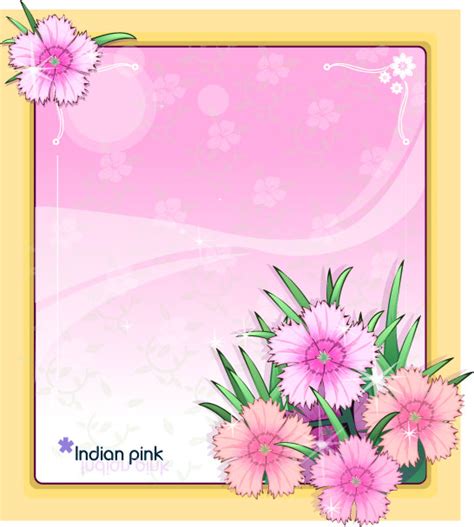indian pink flower frame vector
