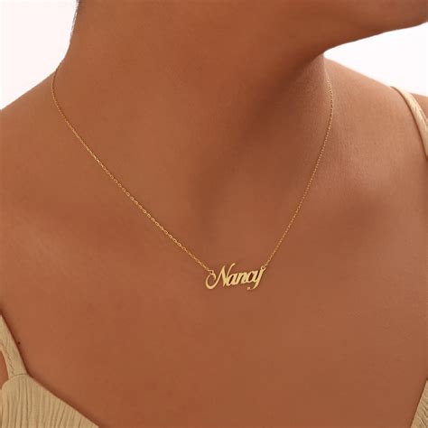 K Solid Gold Name Necklace Signature Name Necklace In Real Etsy