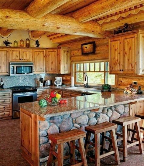 Ceiling is also an element of interest in such a style thanks to the large wooden. 42 Lovely Western Style Kitchen Decorations | Cabin ...