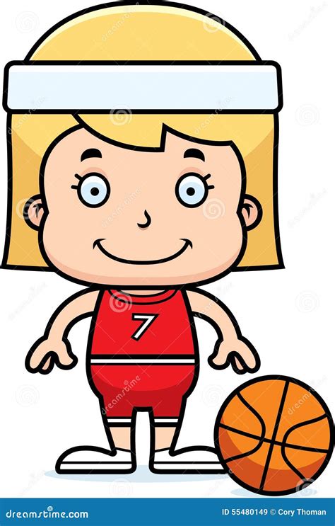 Cartoon Smiling Basketball Player Girl Stock Vector Illustration Of