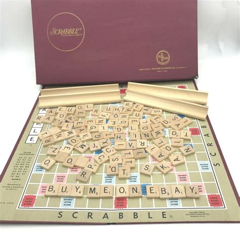 Vintage Scrabble Game Selchow And Righter Wooden Tiles Vintage Complete