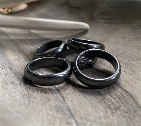 Hematite Ring Hematite Band Solid Gemstone Ring Black Etsy New Zealand