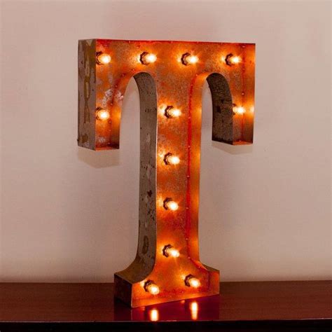 Vintage Marquee Light Rusted Home Decor 24 Inch Letter T Free