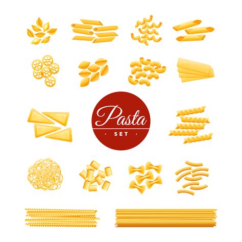 Italian Traditional Pasta Realistic Icons Set 472872 Vector Art At Vecteezy