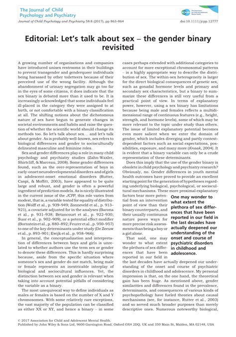 Pdf Editorial Lets Talk About Sex The Gender Binary Revisited