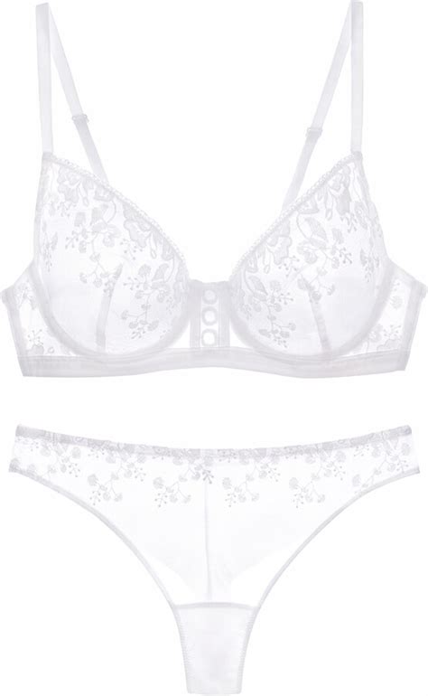 Caligreat Womens Sheer Unlined Bra Lingerie Set Sexy Mesh See