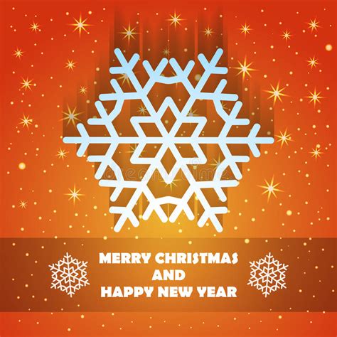 Christmas And New Year Greeting Card With Snowflake Stock Vector