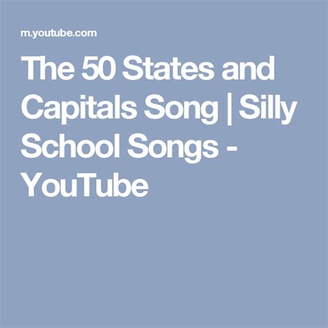 The 50 States And Capitals Song Silly School Songs Youtube States