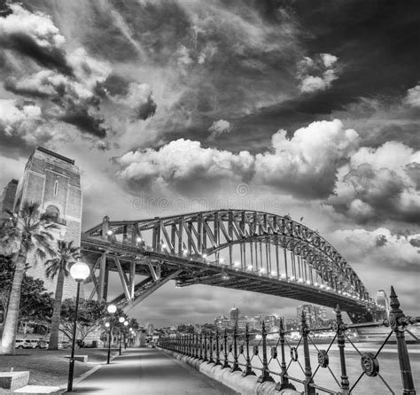 Black And White Panoramic View Of Sydney Harbour Stock Image Image Of