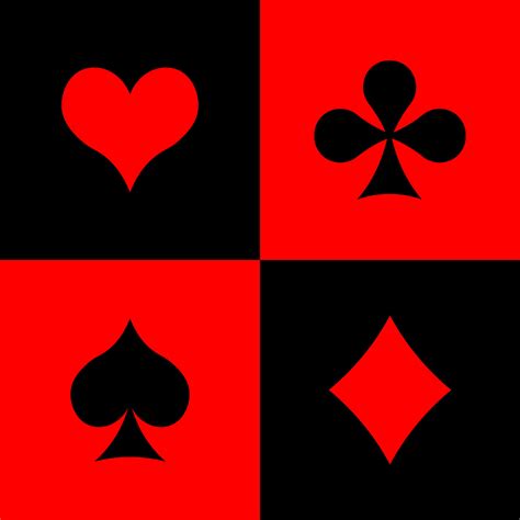 Suits Of Playing Cards Flat Vector Illustration On Red And Black