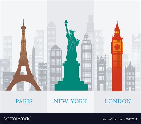 Can't wait to head to new york ! Paris new york london landmarks Royalty Free Vector Image